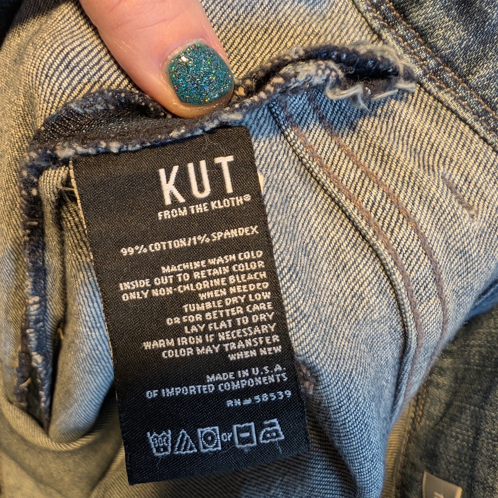 Kut from the Kloth Blue Flare Jeans with Plaid Accents - Picture 5 of 5
